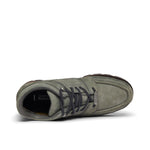 Rockport grey nubuck leather hiker boot with black sole on a white background
