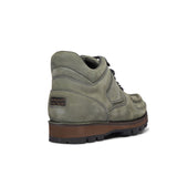 Rockport grey nubuck leather hiker boot with black sole on a white background