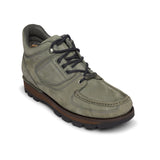 Rockport grey nubuck leather hiker boot with black sole on a white background