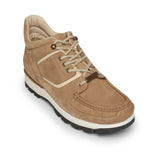 Rockport beige hiker boot with white sole on a white background
