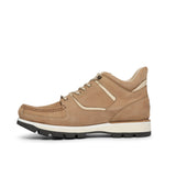 Rockport beige hiker boot with white sole on a white background