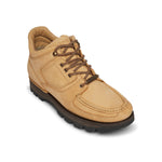 Rockport tan wheat hiker boot with black sole on a white background