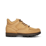 Rockport tan wheat hiker boot with black sole on a white background